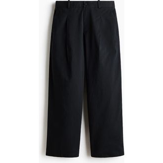 H&M Loose Fit Tailored Trousers in Black at Nordstrom, Size 32