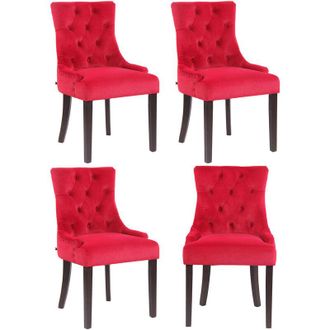 Clp Clp - Juego De 4 Sillas De Comedor Aberdeen En Terciopelo Rojo Antiguo