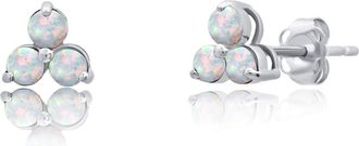 MAX + STONE 14k White or Yellow Gold Small Gemstone Trio Round Stud Earrings