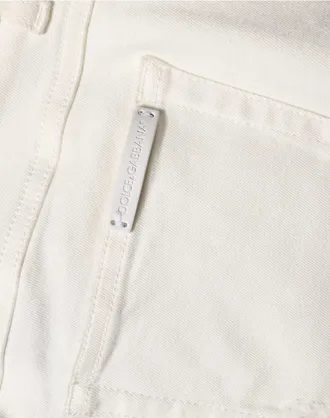 Dolce & Gabbana Womens White Tattered Skinny Cotton Denim Jeans Elastane Clothing