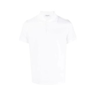 Saint Laurent Polo Shirts, male, White, Size: L Cotton Short Sleeve Polo with Monogram Logo