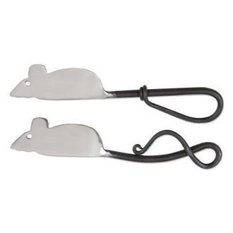 Tag Mouse Spreader Set of 2 Stainless Steel Cheese Knives in Silver at Nordstrom