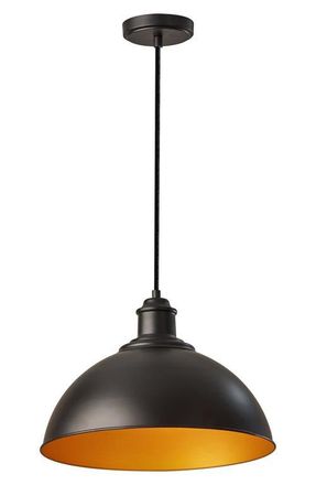 Adesso Wallace Pendant Light in Black/Gold at Nordstrom