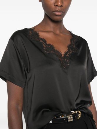 Ermanno Scervino Lace-Trim T-shirt - Black