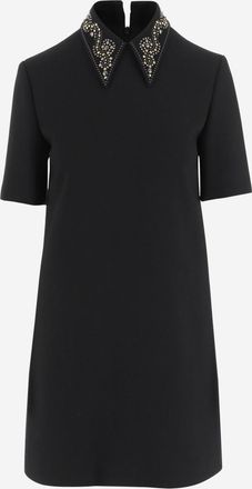 Versace Black Studded Wool Mini Dress