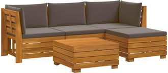 vidaXL 5 Uds. Conjunto De Sof&aacute;s De Exterior Madera De Acacia S&oacute;lida Vidaxl
