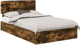 vidaXL Storage Bed with Drawer Smoked Oak 120 x 190 cm Engineered Wood vidaXL