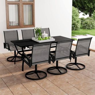 Berkfield Home 7 Piece Garden Dining Set Textilene & Steel in Grey
