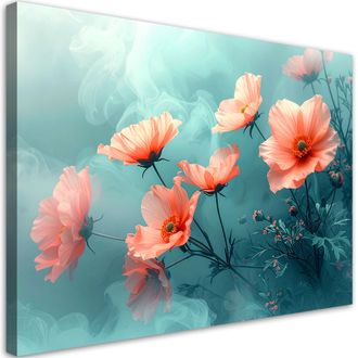 Feeby Impresi&oacute;n De Imagen Amapolas Rojas En Una Composici&oacute;n Bot&aacute;nica En Tonos Pastel 100x70
