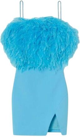 DAVID KOMA Feather-trimmed cady mini dress Size XS