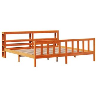 Berkfield Home Beautiful Bed Frame with Headboard Frame Wax Brown 180x200 cm Sup | Size: Super King