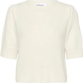 Karen by Simonsen Effen Trui Egret - Dames - Ronde hals truien - Wit - 2XL - Truien & Vesten