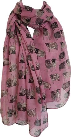 GlamLondon Womens Sketch Sheep Printed Scarf (Pink Light)