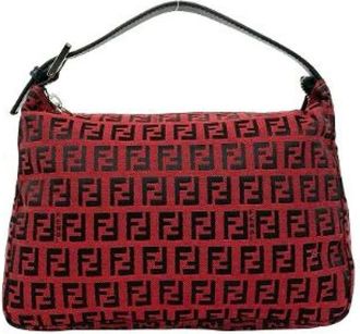 Fendi Pre-owned Shoulder Bags, female, Red, Size: ONE SIZE Pre-owned Vintage Canvas Shoulder Bag