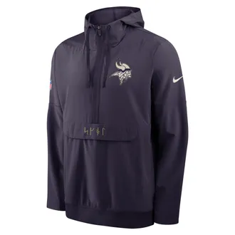Nike Minnesota Vikings Rivalries Collection Sideline Anorak Nike Mens NFL 1/2-Zip Hooded Jacket in Purple | 03AT0KFF9M-NRL