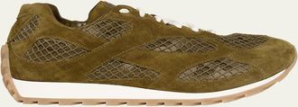 Bottega Veneta Orbit Suede Mesh Runner Sneakers