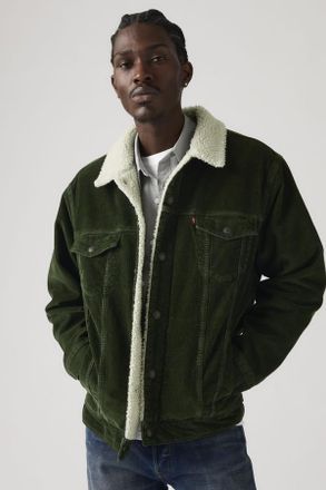 Levi's Trucker Jacket de fit holgado Sherpa - Hombre - M - Verde / Duffel Bag