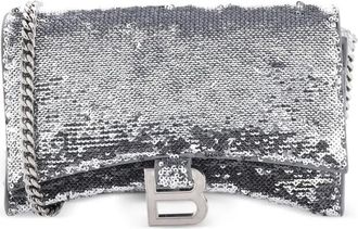 Balenciaga Hourglass Chain Wallet Leather with Sequins crossbody bag - Zilver