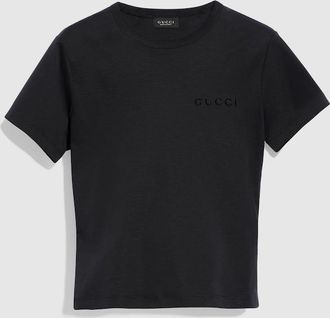 Gucci Cotton Jersey T-shirt With Embroidery, Black, Ready-to-wear