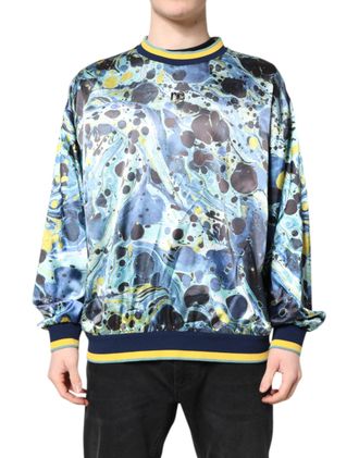 Dolce & Gabbana Mens Marble Print Sweatshirt Multicolor Polyester Elastane Sweatshirts
