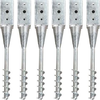 vidaXL Vidaxl - Picchetti di Terra 6 pz Argento 10x10x57 cm in Acciaio Zincato