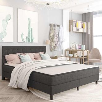 vidaXL Cabecero Copetudo De Tela Gris Oscuro 160x200 Cm Vidaxl
