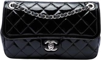 Chanel Pre-owned Vintage Quilted Patent Flap Shoulder Bag - Dames - Vintage Schoudertas - Zwart - ONE Size - Leer - Vintage