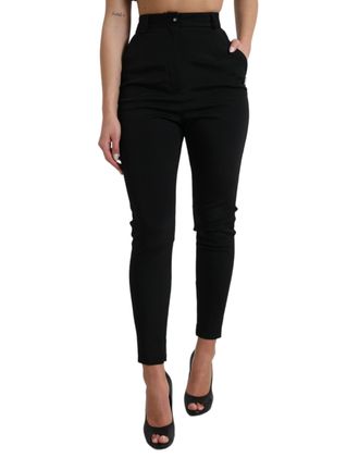 Dolce & Gabbana Womens Highwaisted Trousers Slim Fit - Black