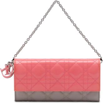Dior Pre-owned Dior Bicolor Lambskin and Patent Cannage Lady Wallet On Chain Ladies OPQKERMASQYQPXM4
