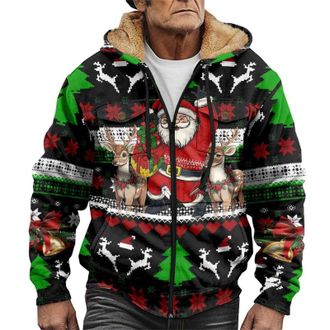 Generic Christmas Mens Fleece Jackets Full Zip, Cardigans For Men Uk Zip Up Hoodie With Hood Sherpa Fleece Jackets Men Fleece Hoodie Long Sleeve Sweatshirt Wa