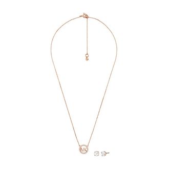 Michael Kors Pav&eacute; Logo Bedel Ketting en Oorbel Set - Dames - Sieraden - Geel - ONE Size - Accessoires