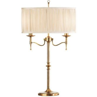 Loops Avery Luxury Twin Table Lamp Antique Brass & Beige Shade Traditional Bulb Holder in Metallics