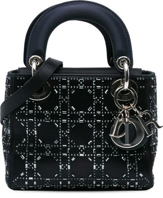 Dior Pre-owned Womens Lady Mini Crystal Handbag - Black Textile - One Size