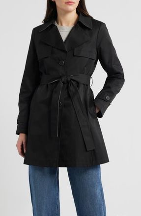 Via Spiga Water Resistant Cotton Blend Trench Coat in Black at Nordstrom, Size X-Small