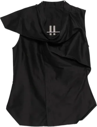 Rick Owens Black Solid Cowl Neck Top