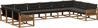 vidaXL Conjunto De Sof&aacute;s De Exterior 10 Uds. Natural Y Negro Vidaxl