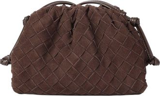 Tiffany & Fred Woven Suede Mini Drawstring Crossbody Bag