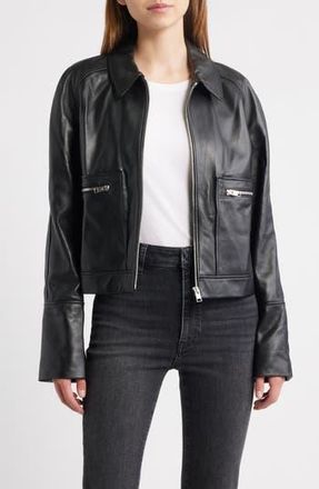 Frame Denim The Leather Zip Front Jacket in Black at Nordstrom Rack, Size X-Small