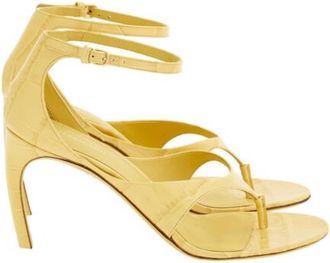 Ferragamo Zoele 85 Croc-Embossed Leather Sandals, Size 7 C