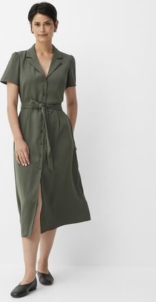 Contemporaine Womens Notch collar belted crepe dress