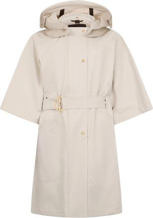 Moorer Lange Trenchcoat met Capuchon - Dames - Jas met riem - Beige - L - Polyester - Jassen