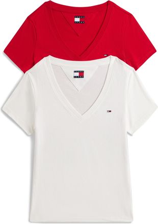 Tommy Jeans T-Shirt »TJW 2PACK V-NECK TEE« Packung, 2-er Pack, 2 Stk. tlg. mit Logostickerei