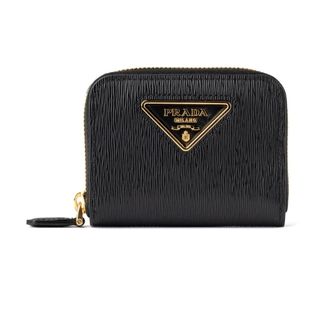 Prada Portamonete in Pelle Vitello Move Triangolo Metal - female - Prada - Wallets & Cardholders - Black - ONE SIZE - Accessories