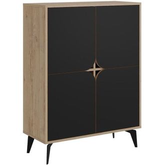 Calicosy Calicosy - Credenza alta 4 ante con gambe in metallo L90 cm - flora