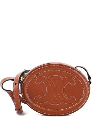 Celine Borsa a tracolla Triomphe ovale mini in pelle - Marrone