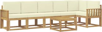 vidaXL Conjunto De Sof&aacute;s De Exterior 7 Uds. Blanco Y Crema Poli&eacute;ster Vidaxl