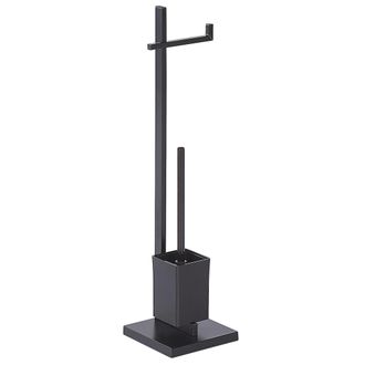 Beliani Beliani - Soporte De Papel Higi&eacute;nico De Metal Plateado Negro Brillante Portarrollos Escobillero Accesorio De Ba&ntilde;o Moderno Ulapes