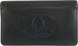Chanel Pre-owned Leren Lange Portemonnee - Dames - Vintage Accessoires - Zwart - ONE Size - Leer - Vintage