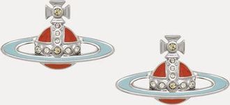 Vivienne Westwood Small Neo Bas Relief Earrings Platinum-jonquil-white-dusty-red-cz-blue-enamel Platinum-jonquil-white-dusty-red-cz-blue-enamel Women