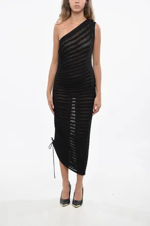 Alaia Mesh One-Shoulder Fitted Dress Alaia